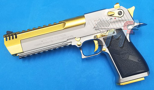 Cyber Gun(WE) Full Metal Desert Eagle L6 .50AE Gas Blow Back Pistol (Gold & Silver) - Click Image to Close